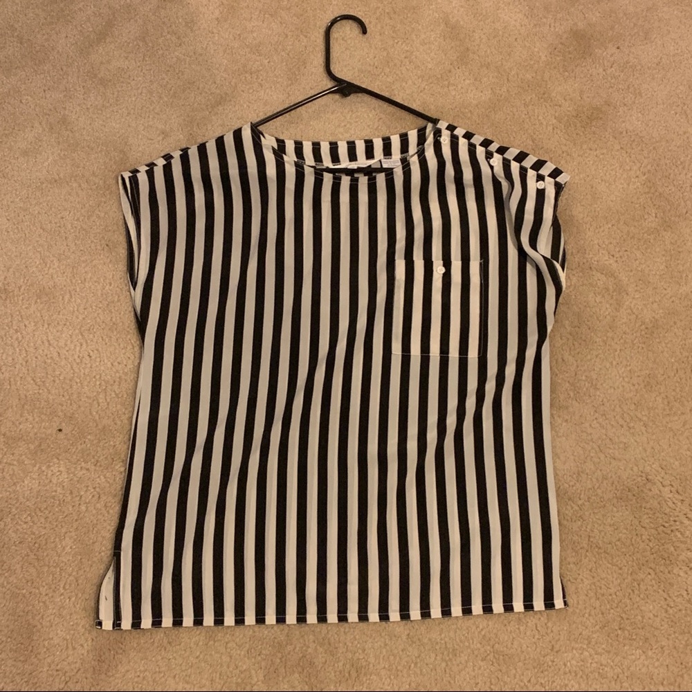 Black and white striped blouse